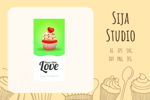 Cute Cupcake Card Icon: A Playful Graphic Design Asset for Content Creators