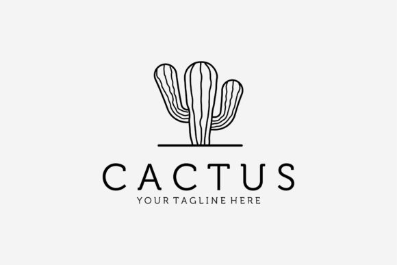 Desert Cactus Line Art Ancient Logo for Graphics and Freebies