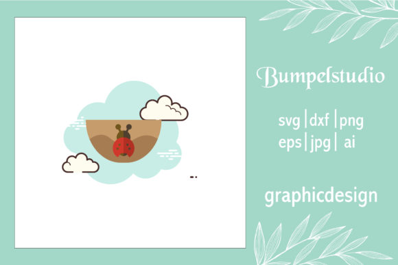 Easter Icon Ladybug Bowl Cloud Sky White: A Festive Graphic for Small Business Branding