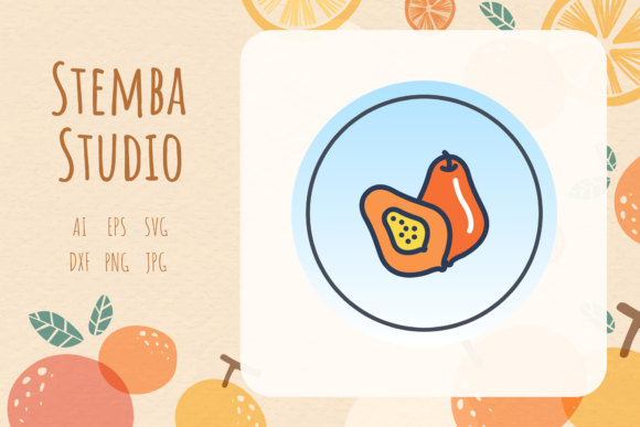 Fruit Icon Papaya Vector Design Art for Local Business Branding