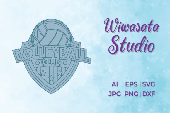 Logo Sport Volleyball Club Blue UI Style for Graphics and Freebies